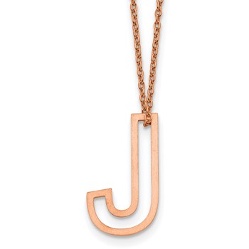 Sterling Silver/Rose Gold-Plated Cut Out Slide Initial J Necklace