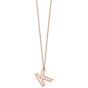 Sterling Silver/Rose Gold-Plated Cut Out Slide Initial K Necklace — alternate view