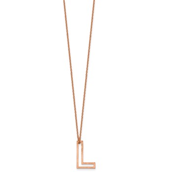 Sterling Silver/Rose Gold-Plated Cut Out Slide Initial L Necklace — alternate view