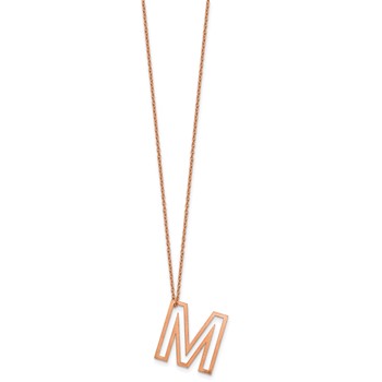 Sterling Silver/Rose Gold-Plated Cut Out Slide Initial M Necklace — alternate view