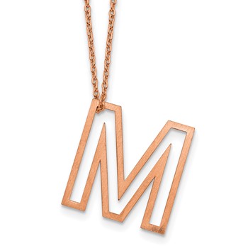 Sterling Silver/Rose Gold-Plated Cut Out Slide Initial M Necklace