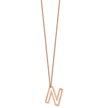 Sterling Silver/Rose Gold-Plated Cut Out Slide Initial N Necklace — alternate view