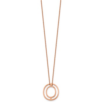Sterling Silver/Rose Gold-Plated Cut Out Slide Initial O Necklace — alternate view