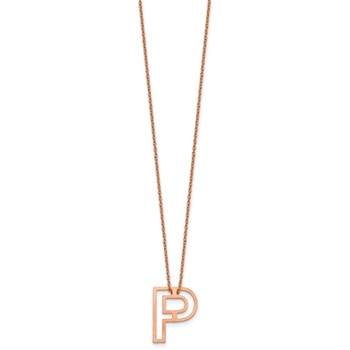 Sterling Silver/Rose Gold-Plated Cut Out Slide Initial P Necklace — alternate view