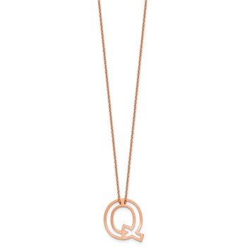 Sterling Silver/Rose Gold-Plated Cut Out Slide Initial Q Necklace — alternate view