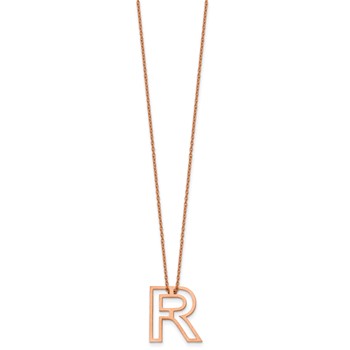 Sterling Silver/Rose Gold-Plated Cut Out Slide Initial R Necklace — alternate view