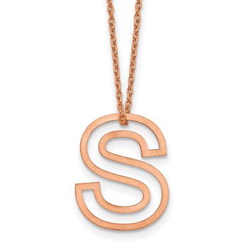 Sterling Silver/Rose Gold-Plated Cut Out Slide Initial S Necklace