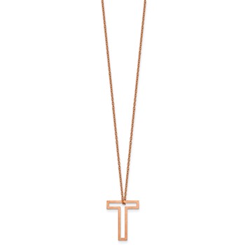 Sterling Silver/Rose Gold-Plated Cut Out Slide Initial T Necklace — alternate view
