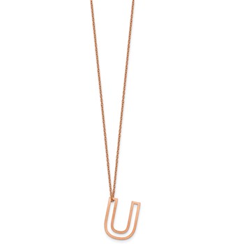Sterling Silver/Rose Gold-Plated Cut Out Slide Initial U Necklace — alternate view
