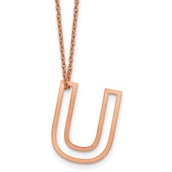 Sterling Silver/Rose Gold-Plated Cut Out Slide Initial U Necklace