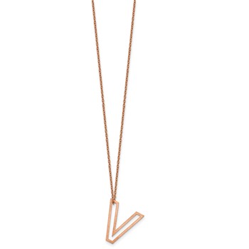 Sterling Silver/Rose Gold-Plated Cut Out Slide Initial V Necklace — alternate view