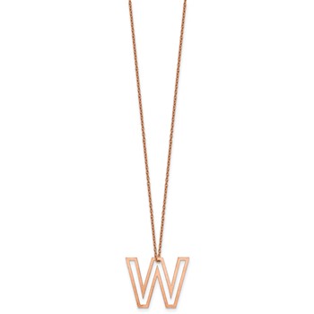 Sterling Silver/Rose Gold-Plated Cut Out Slide Initial W Necklace — alternate view