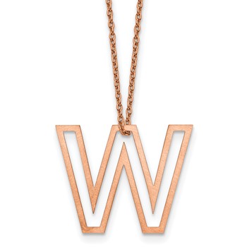 Sterling Silver/Rose Gold-Plated Cut Out Slide Initial W Necklace