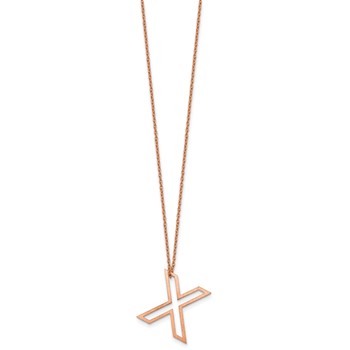 Sterling Silver/Rose Gold-Plated Cut Out Slide Initial X Necklace — alternate view
