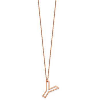 Sterling Silver/Rose Gold-Plated Cut Out Slide Initial Y Necklace — alternate view
