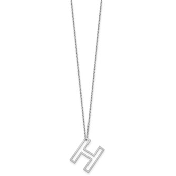 Sterling Silver Cut Out Slide Initial H Necklace — alternate view