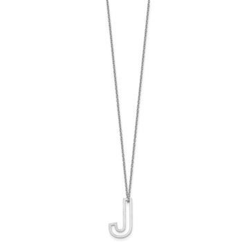 Sterling Silver Cut Out Slide Initial J Necklace — alternate view