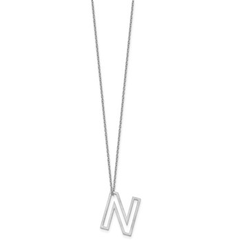 Sterling Silver Cut Out Slide Initial N Necklace — alternate view