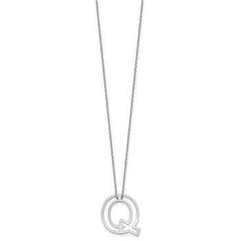Sterling Silver Cut Out Slide Initial Q Necklace — alternate view