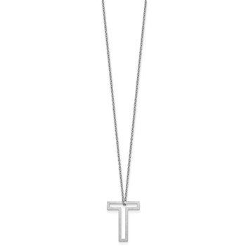 Sterling Silver Cut Out Slide Initial T Necklace — alternate view