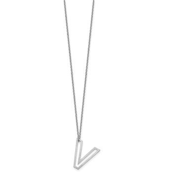 Sterling Silver Cut Out Slide Initial V Necklace — alternate view