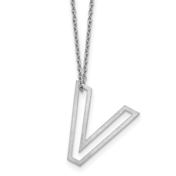 Sterling Silver Cut Out Slide Initial V Necklace
