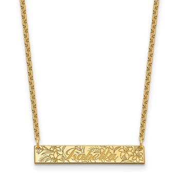 Sterling Silver/Gold-Plated Name and Birth Flower Bar Necklace