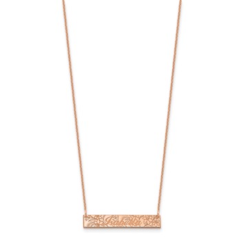 14k Rose Gold Name and Birth Flower Bar Necklace — alternate view