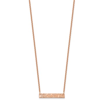 SS/Rose Gold-Plated Name and Birth Flower Bar Necklace — alternate view