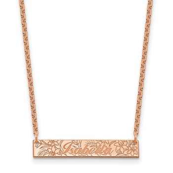 SS/Rose Gold-Plated Name and Birth Flower Bar Necklace