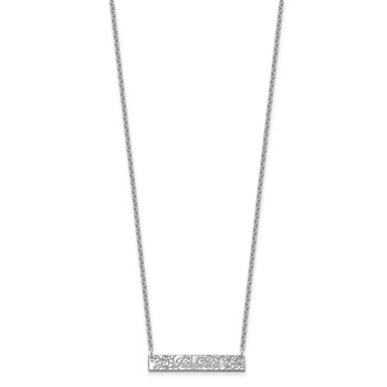 SS/Rhodium-plated  Name and Birth Flower Bar Necklace — alternate view