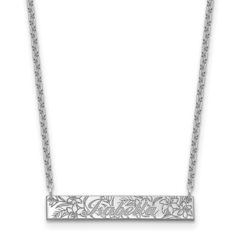 SS/Rhodium-plated  Name and Birth Flower Bar Necklace