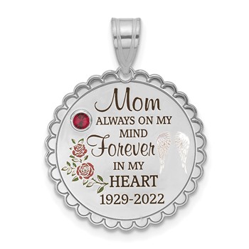 SS/Rhod-plated FOREVER IN MY HEART with Birthstone Charm