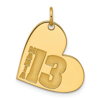 Sterling Silver/Gold-Plated Heart with Name and Number Charm