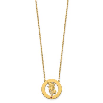 SS/Gold-Plated Circle w/1 Birth Flower and Birthstone Necklace — alternate view