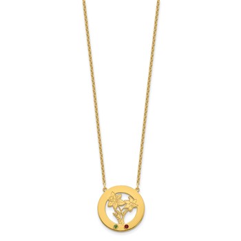 SS/Gold-Plated Circle w/2 Birth Flower and Birthstone Necklace — alternate view
