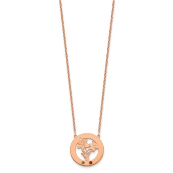 SS/Rose-plated Circle w/2 Birth Flower and Birthstone Necklace — alternate view