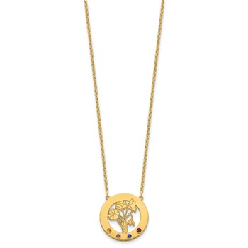 SS/Gold-Plated Circle w/4 Birth Flower and Birthstone Necklace — alternate view