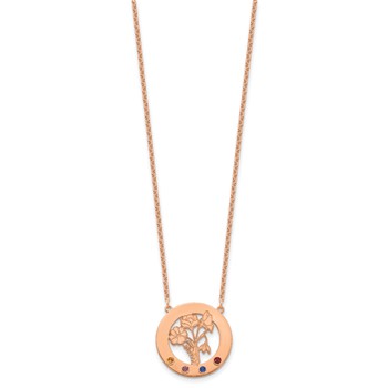 SS/Rose-plated Circle w/4 Birth Flower and Birthstone Necklace — alternate view