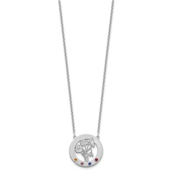 SS/Rhod-plated Circle w/4 Birth Flower and Birthstone Necklace — alternate view