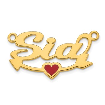 14k Yellow Gold Epoxy Heart and Arrow Name Plate — alternate view