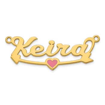 14k Yellow Gold Epoxy Heart and Arrow Name Plate