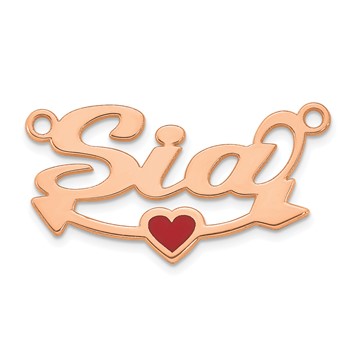 Sterling Silver/Rose-plated Epoxy Heart and Arrow Name Plate — alternate view