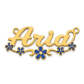 Sterling Silver/Gold-plated Epoxy Flower Name Plate