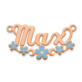 Sterling Silver/Rose-plated Epoxy Flower Name Plate — alternate view