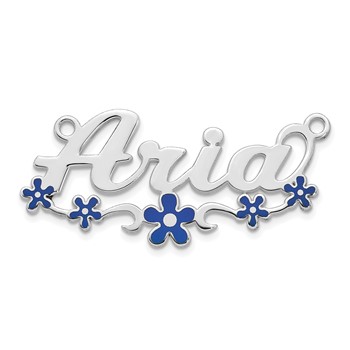 14k White Gold Epoxy Flower Name Plate
