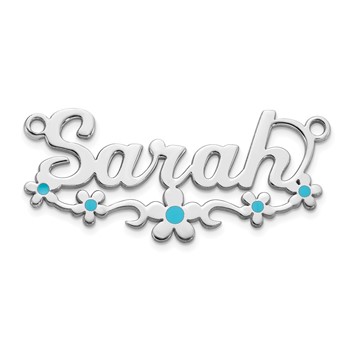 14k White Gold Epoxy Flower Name Plate