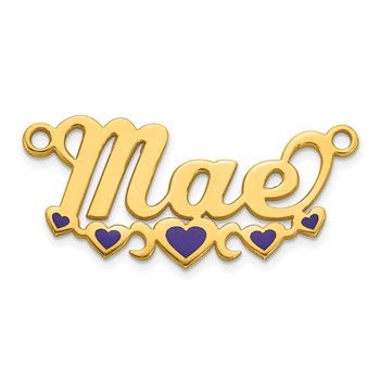 14k Yellow Gold Epoxy Hearts Name Plate — alternate view