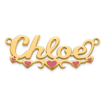 14k Yellow Gold Epoxy Hearts Name Plate