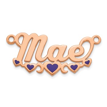 14kk Rose Gold Epoxy Hearts Name Plate — alternate view